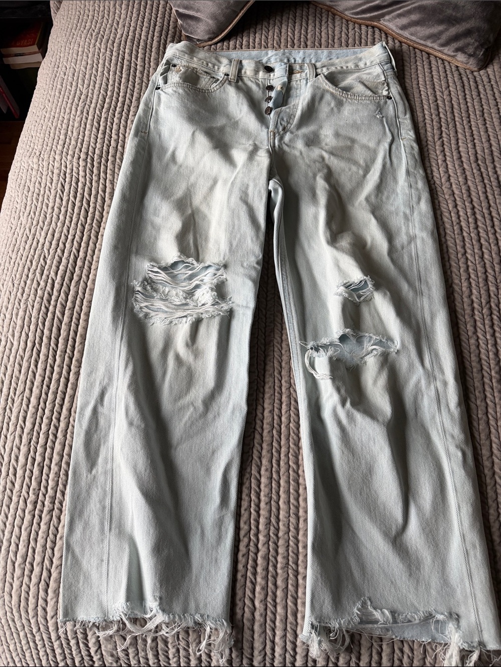 Etica Light Wash Distressed Boyfriend Jeans